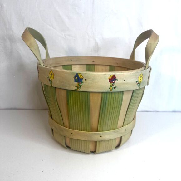 Decorative Basket Birdhouse Accents Farmhouse Cottage Core Garden Homestead - Picture 1 of 7